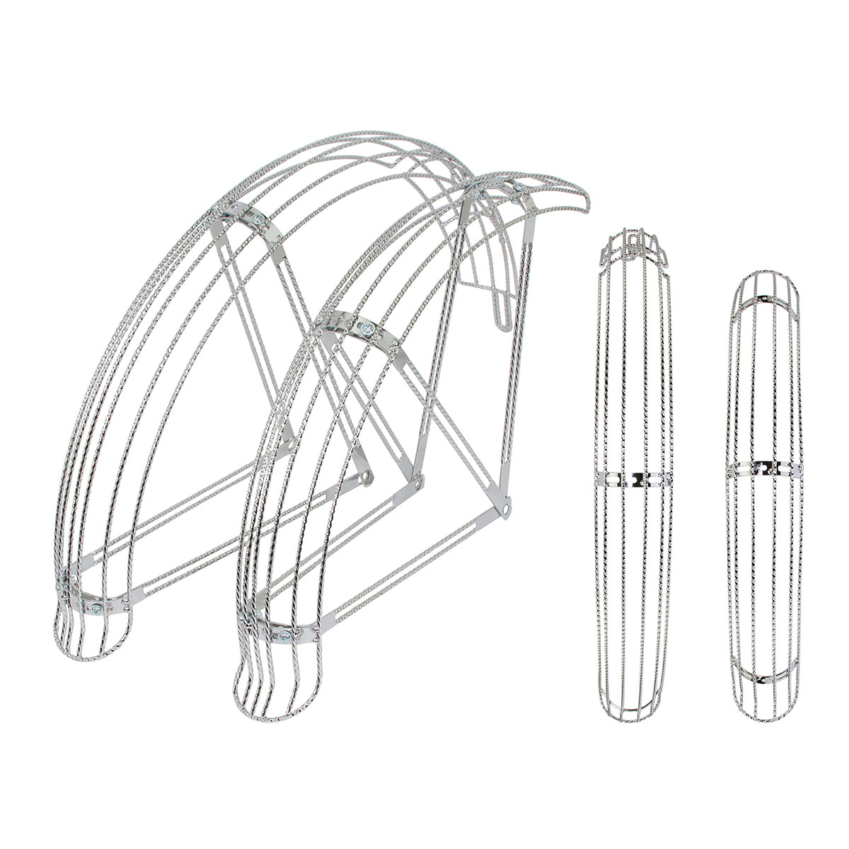 20 Flared Twisted Adjustable Fender W/5 Braces Set Chrome.